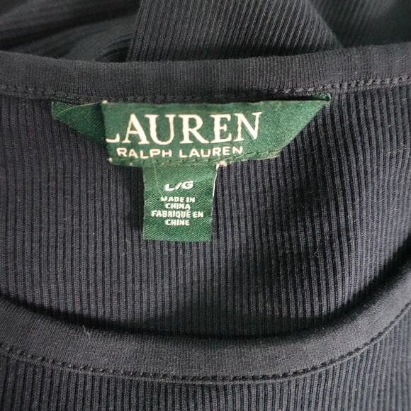 Ralph Lauren Top Womens Large Long Sleeve Button Preppy Navy Ribbed Knit Blue - Picture 6 of 10